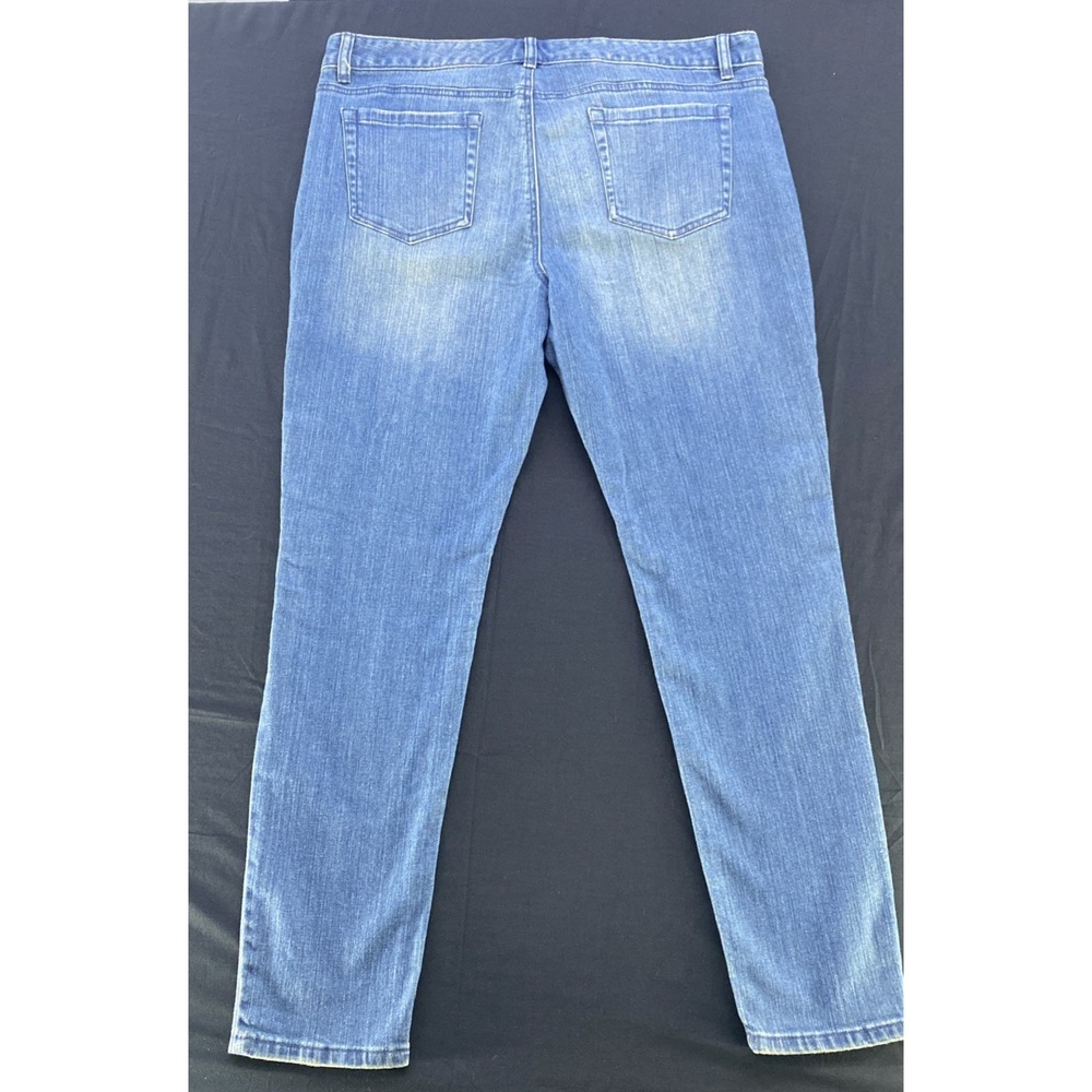 Michael Kors Blue Skinny Jeans Mid Rise Bead Embroidered Women's 16 Vintage Wash - Picture 10 of 15